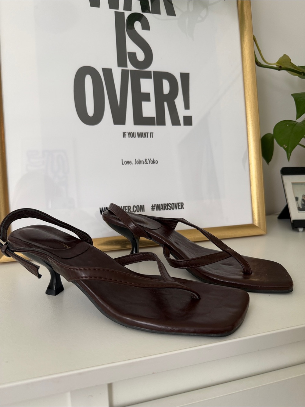 Minimalist Brown Leather Slingback Sandals - Picture 2 of 4